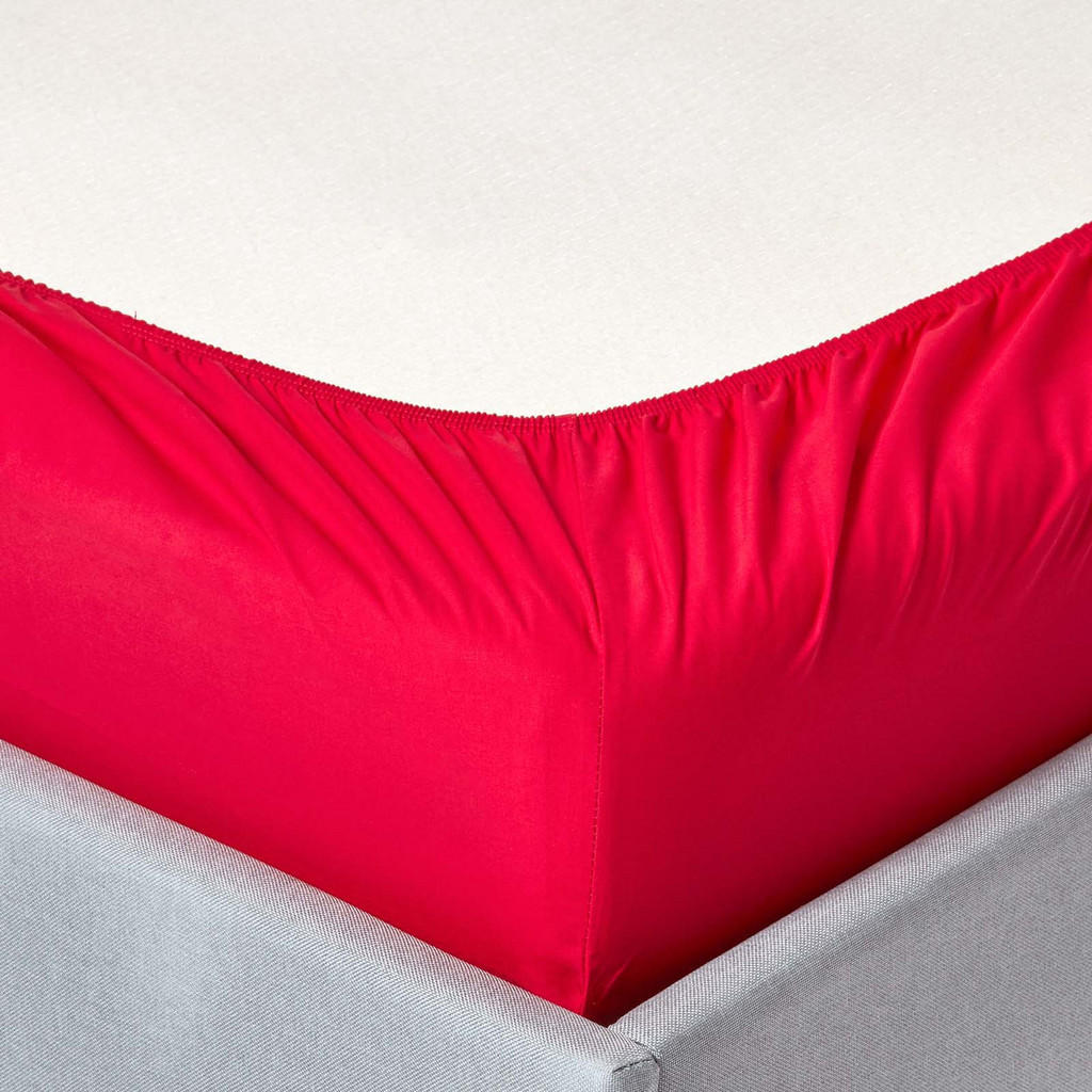 Thumbnail - Homescapes Perkal-Spannbettlaken,, Rot, Textil, Rechteckig, 180x200 cm, Oeko-Tex®, Schlaftextilien, Bettwäsche, Bettlake...