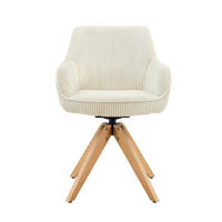 DREHSTUHL 2er-Set 360° drehbar Off White mit Massivholzbeinen - Weiß, Holz (44/84/56cm) - Meubliv