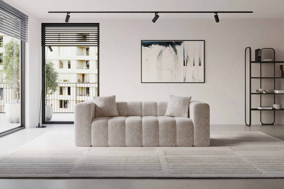 POHOVKA 2-MÍSTNÁ DONY-2 232x90x71 cm Světle šedá Žinylka - černá/světle šedá, kompozitní dřevo/textil (232/71/90cm) - ALTDECOR
