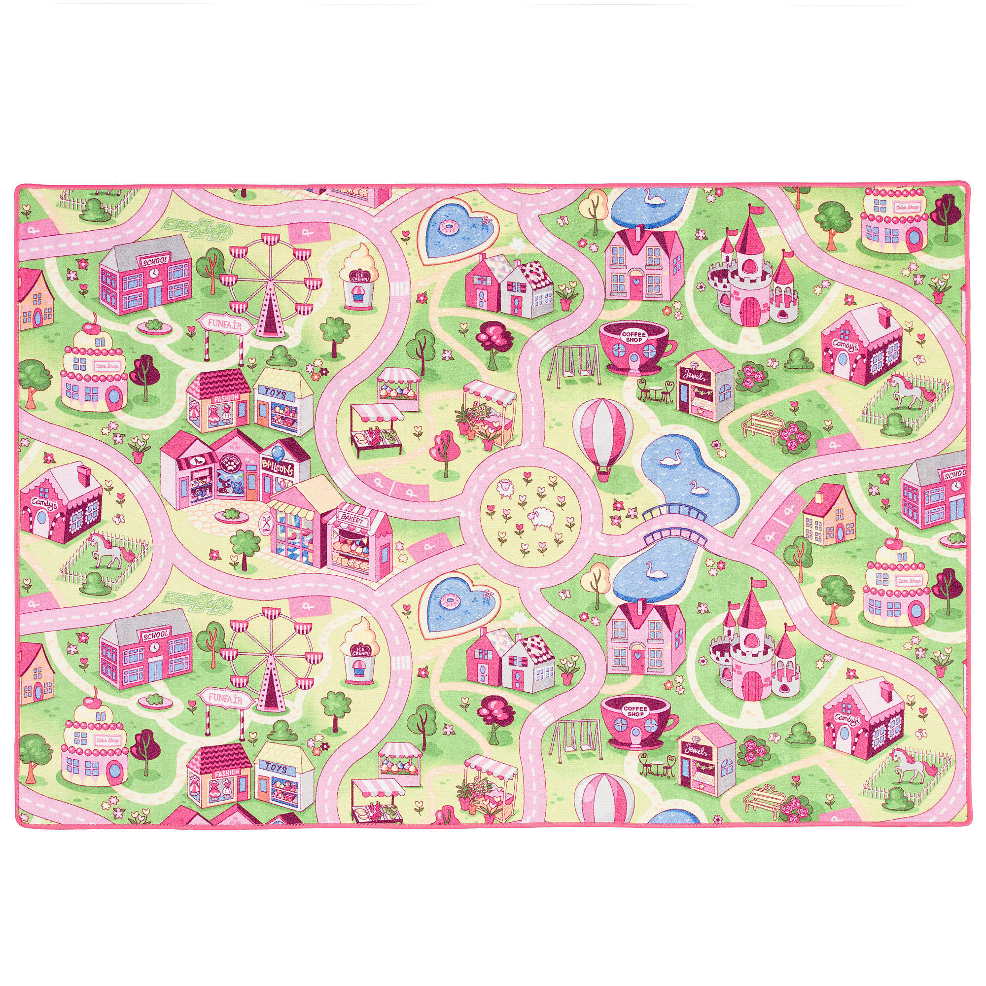 KINDER SPIEL TEPPICH GIRLS VILLAGE - Rosa, Textil (200/250cm) - Snapstyle