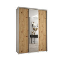 SCHWEBETÜRENSCHRANK 235,2/170/45 3-türig - Silberfarben/Eiche Artisan, Holz/Metall (170/235/45cm) - Abiks Möbel