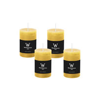 STUMPENKERZE Rustik Dotter Gelb 140 x 100 mm, 4er Adventskerzen-Set - Gelb, Paraffin (10/14cm) - Wiedemann Kerzen