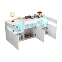 SIDEBOARD 140/40,5/66,5 cm, 3 Türen, Hochglanz-Front und app-gesteuerte LED für Wohnzimmer，Weiß - Weiß, Holzwerkstoff (140/66.5/40.5cm) - Redom