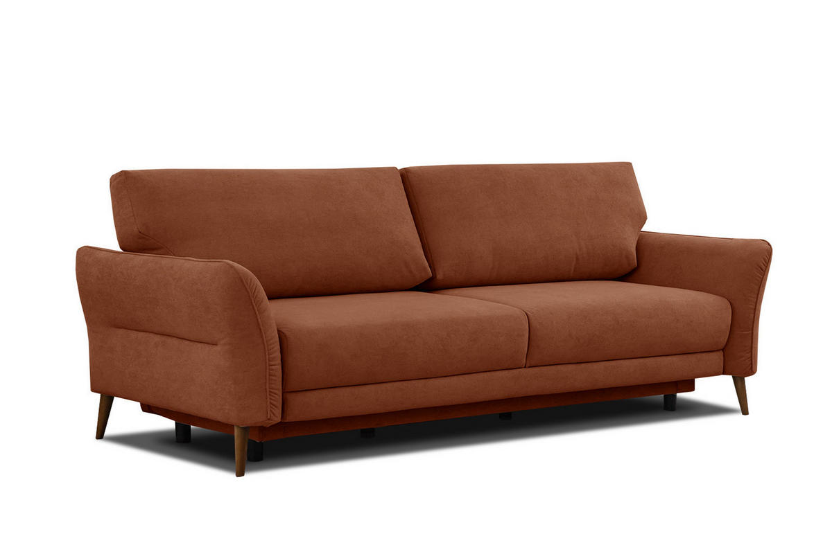 SOFA FIGARI 3-Sitzer mit Schlaffunktion, dunkelorange - Dunkelorange/Braun, Holz/Textil (232/90/107cm) - Courtois Laville