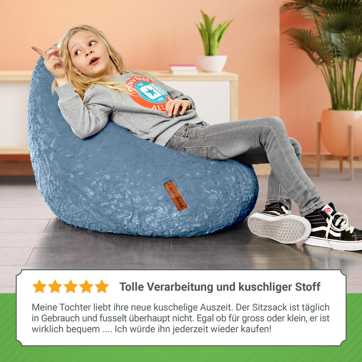 SITZSACK "Plüsch" 60x45x45cm - 120L - Grau, Textil (45/60/45cm) - Green Bean