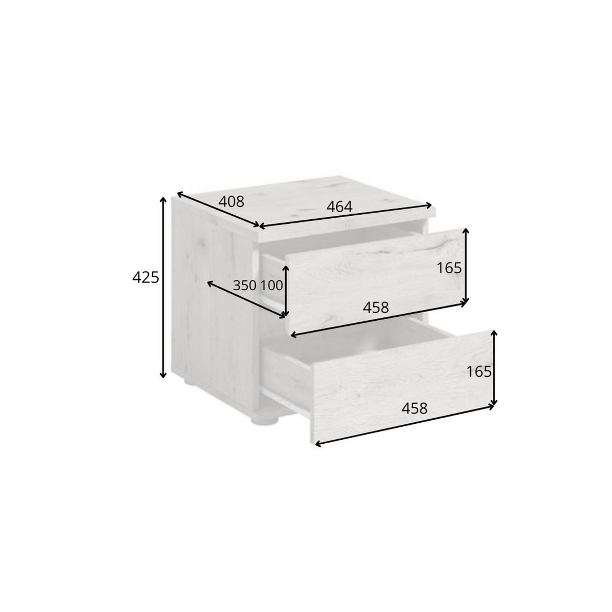 NACHTTISCHE Wellington Eiche 47/43/41 - Grau, Holzwerkstoff (47/43/41cm) - RAUMHIRSCH FURNITURE
