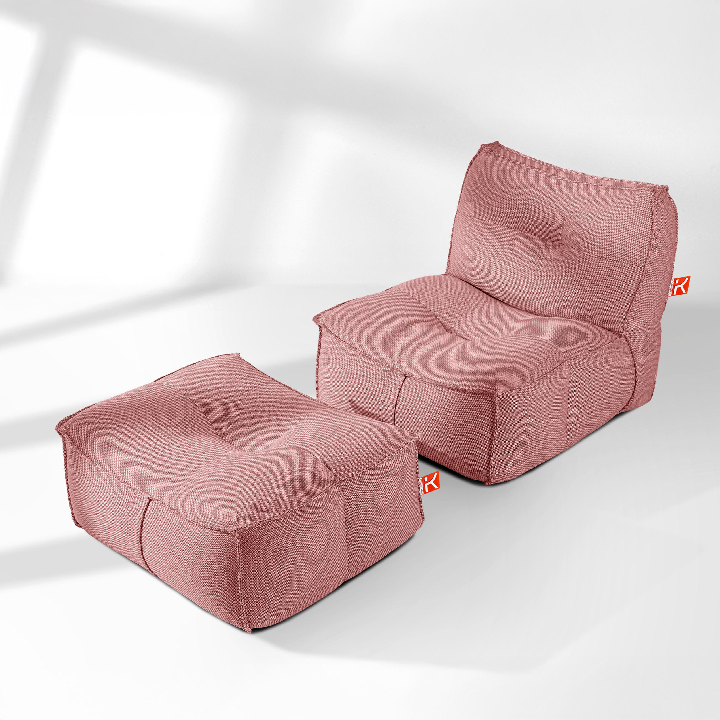 GARTENLOUNGE-SET LOVIA, Möbel-Set, Rot/Weiß - Rot, Textil (90/82/106cm) - KONSIMO®