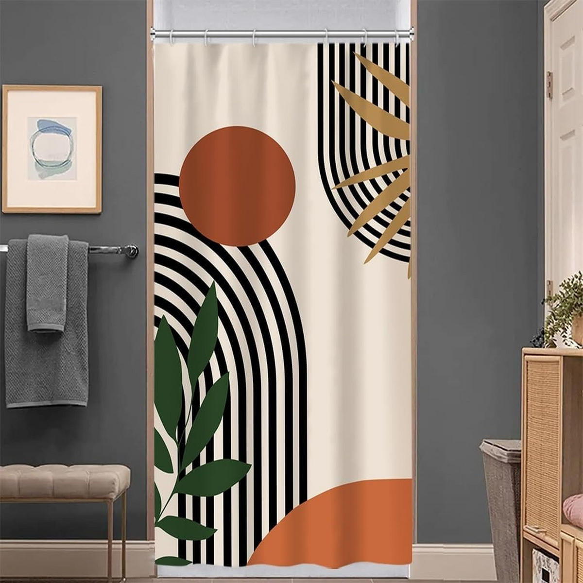 DUSCHVORHANG Terrakotta Orange abstrakt klein Polyester wasserdicht schimmelresistent waschbar Badewanne - Orange, Textil (90/180cm) - MCBOSON