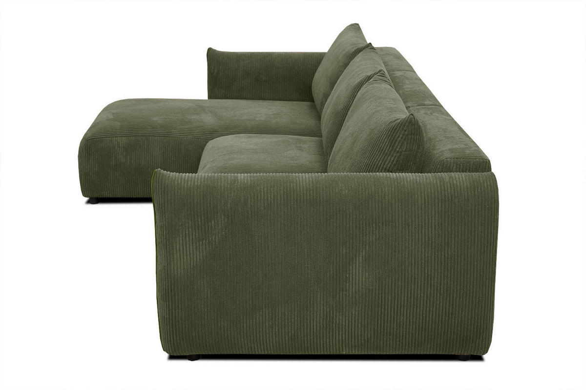 ECKSOFA TAUER 5-Sitzer, olivgrün - Schwarz/Olivgrün, Holzwerkstoff/Kunststoff (173/294cm) - Courtois Laville