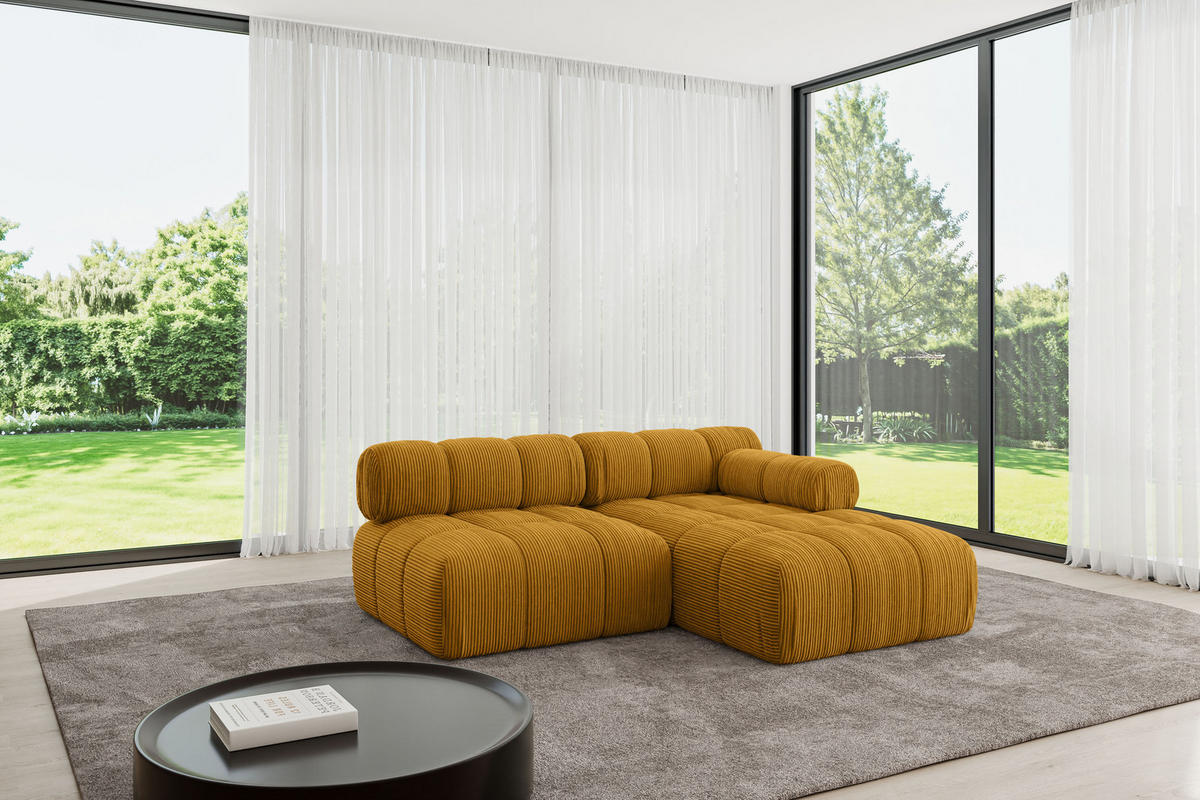 ECKSOFA modulares Sofa Razon-L1 - 190x160x70 cm Senfgelb Cord - Currygelb, Holzwerkstoff/Textil (190/160cm) - ALTDECOR