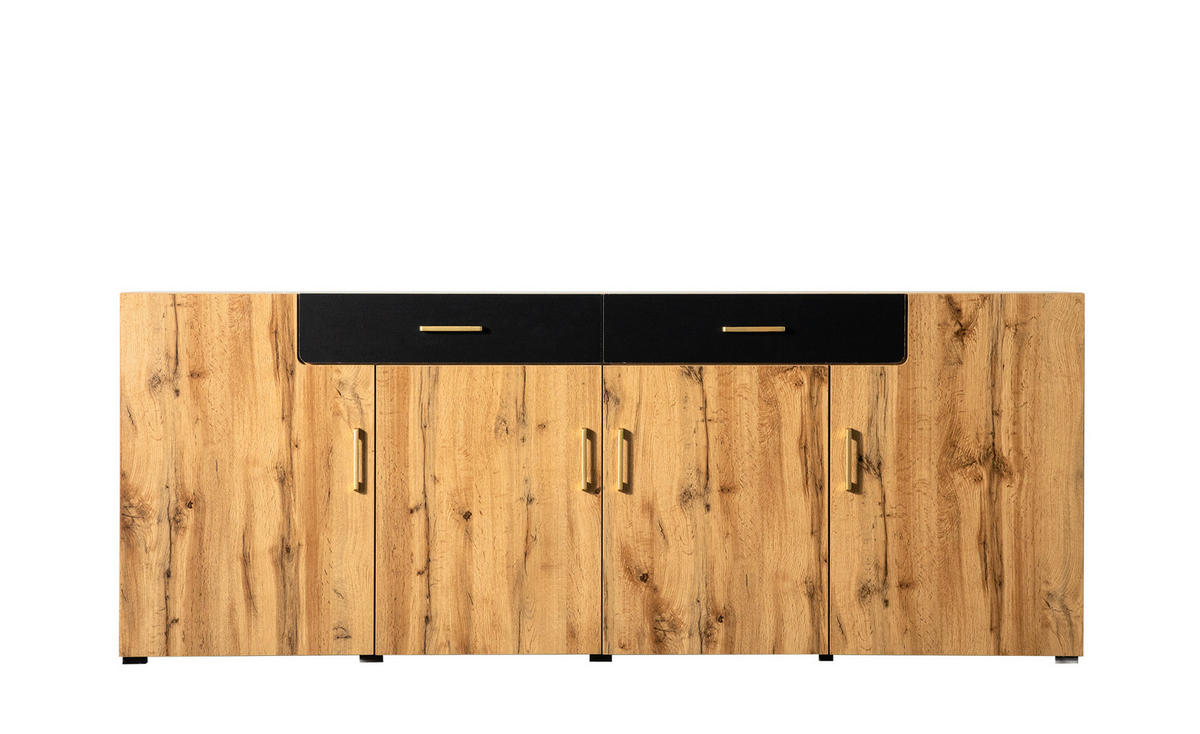 SIDEBOARD Holz- und Schwarzoptik 208/39,5/80 cm - Braun, Holzwerkstoff (39.5/80/208cm) - Urban Meuble
