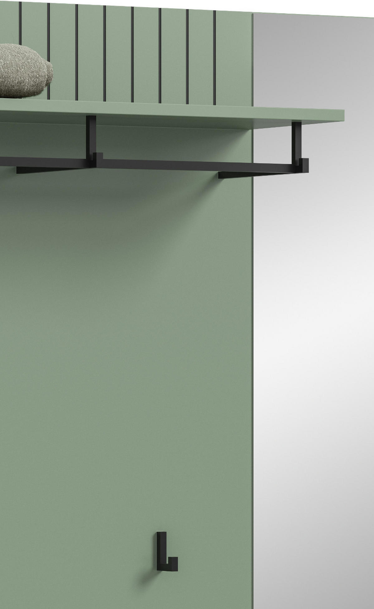 GARDEROBENPANEEL grün 106 x 106 cm, Wandgarderobe mit Spiegel - Grün, Glas/Holzwerkstoff (106/106/27cm) - Inn.Furn