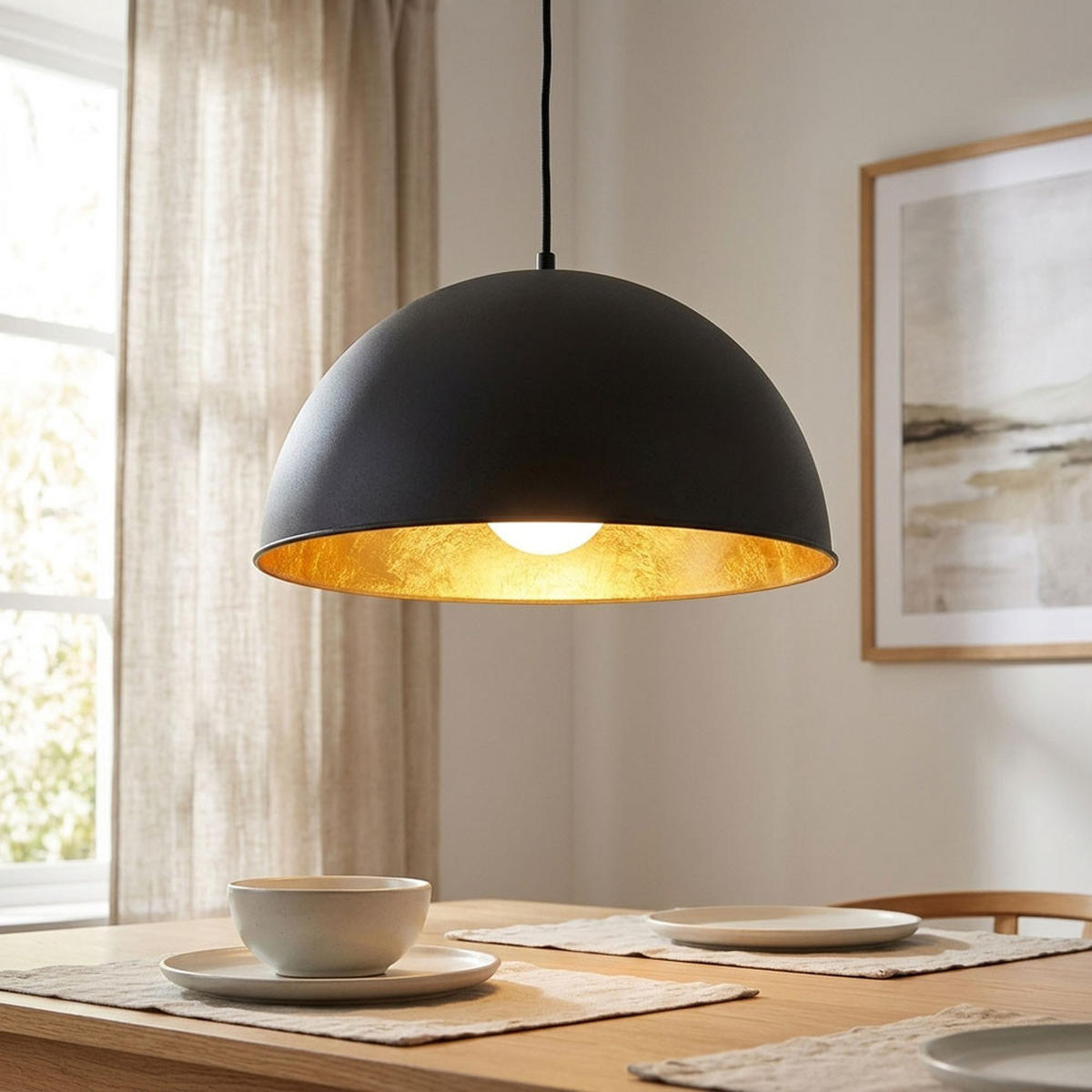 LED HÄNGELEUCHTE Metall Schwarz Goldfarben - Schwarz, Metall (41/41/120cm) - Globo Lighting