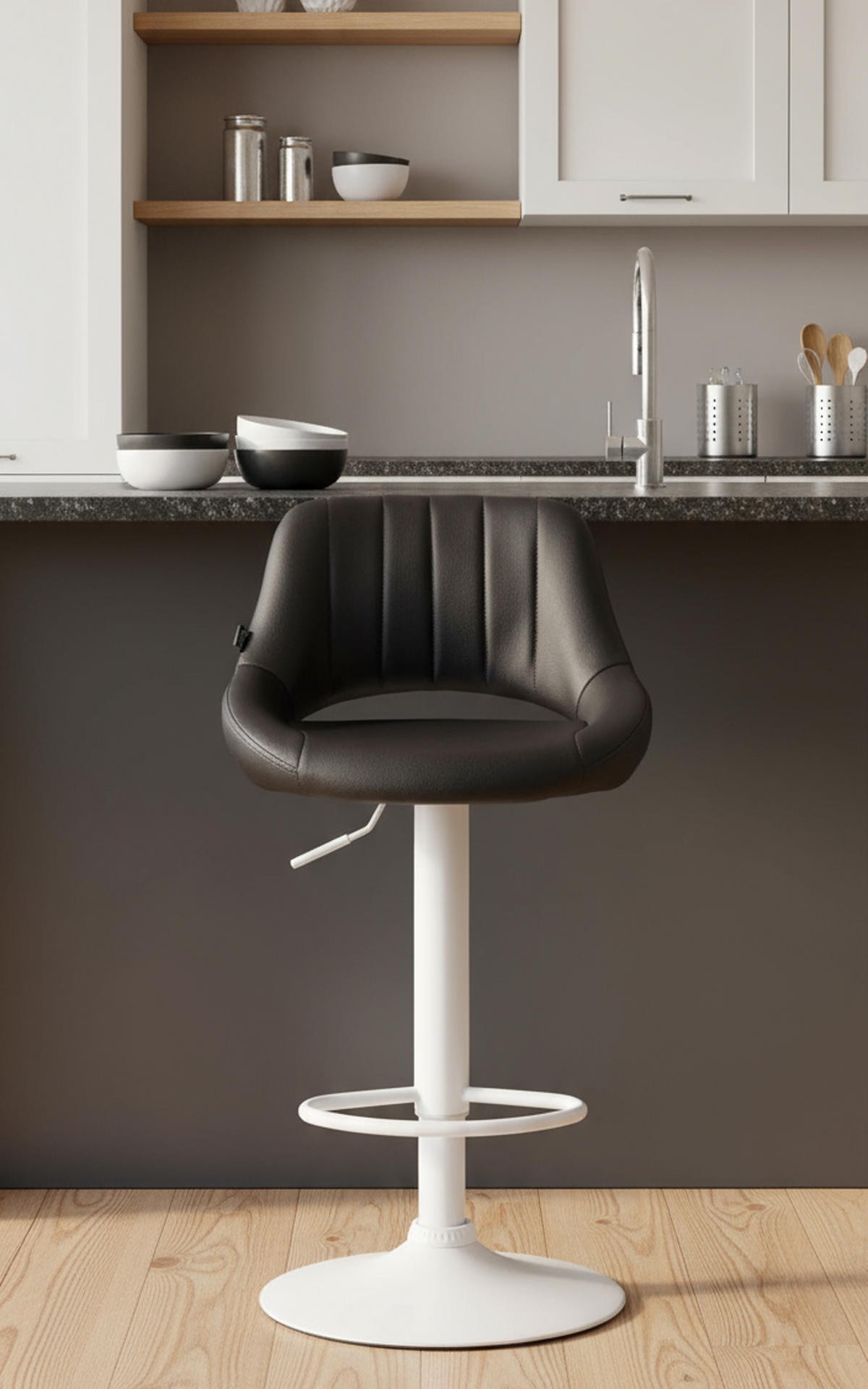 BARHOCKER 2er Set Milos Kunstleder W braun - Braun/Weiß, Kunststoff/Metall (47/106/48cm) - TPFLiving