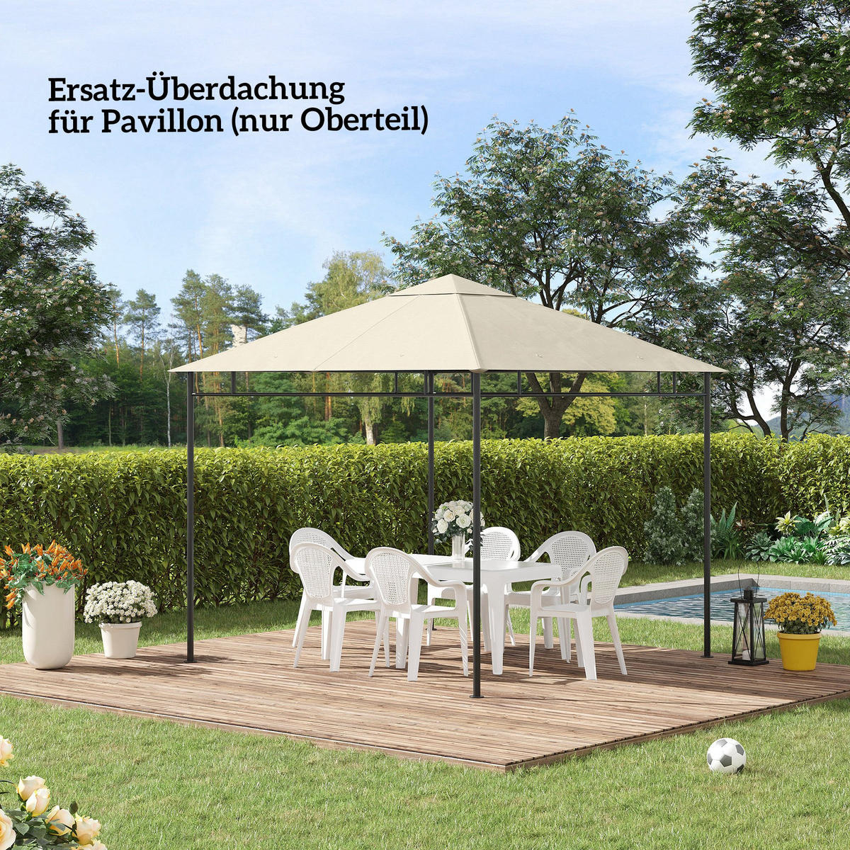 PAVILLON-ERSATZDACH aus Polyester Cremeweiß - Creme, Textil (295/1/298cm) - Outsunny