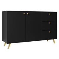 KOMBIKOMMODE Siena 2D3S - Goldfarben/Schwarz, Holzwerkstoff/Metall (138/86/41cm) - MIRJAN24