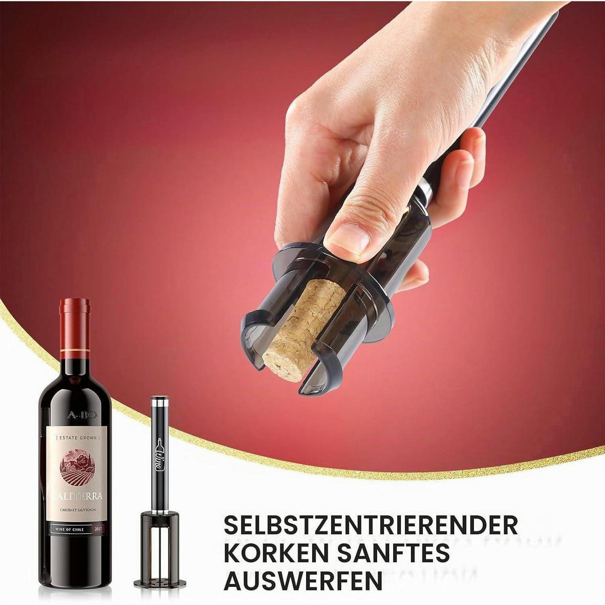 WEINÖFFNER Luftdruck Pumpenöffner - Silberfarben, Kunststoff (19cm)