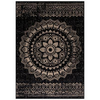 TEPPICH Outdoor Flachgewebe Used-Look Polypropylen Küche Schwarz Rechteckig 120x170 - Schwarz, Textil (120/170cm) - KADIMA DESIGN