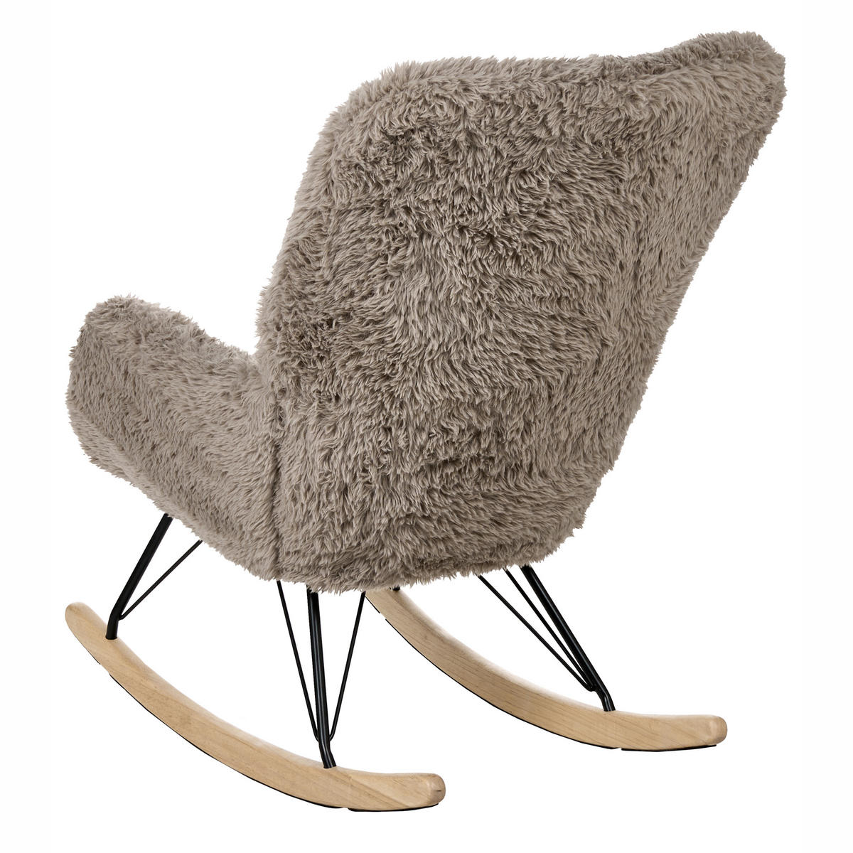 SCHAUKELSESSEL Webpelz Taupe Akra - Hellbraun, Textil (66/104/98cm) - Beliani
