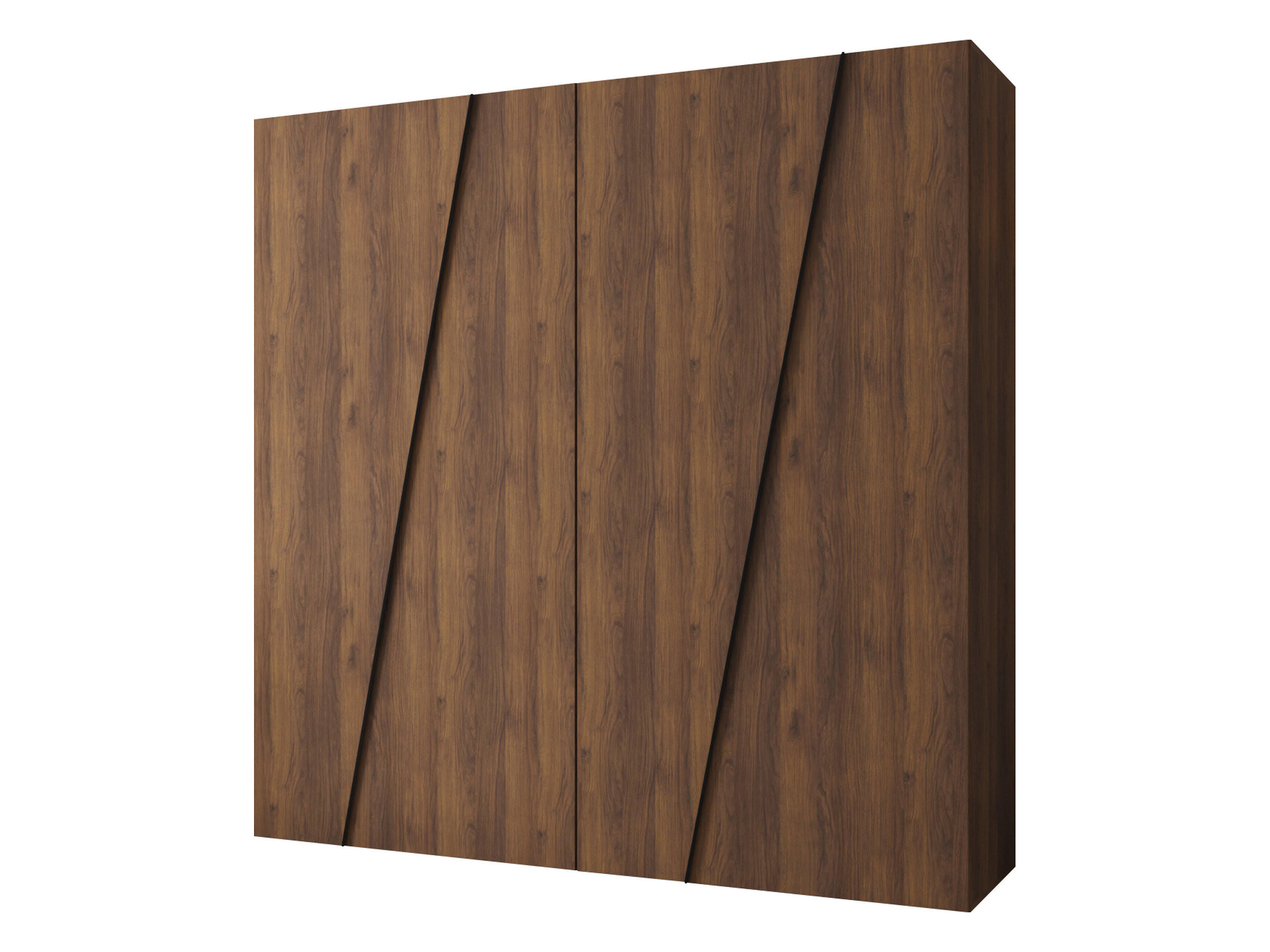 DREHTÜRENSCHRANK Zen 200 cm - Nussbaumfarben/Schwarz, Holzwerkstoff/Kunststoff (200/202/50cm) - MIRJAN24