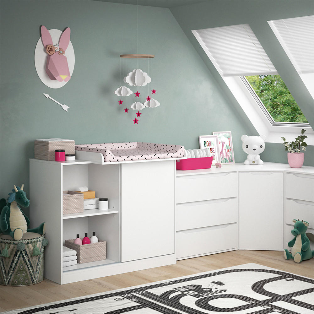 WICKELKOMMODE Ruben Weiß 113 x 93 cm mit Wickelaufsatz - Weiß, Holzwerkstoff (113/93/53cm) - Vicco