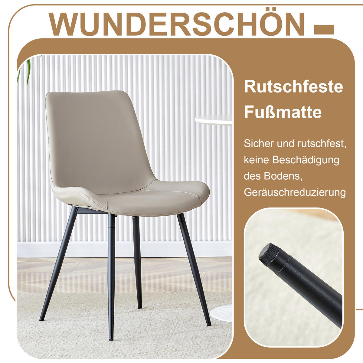 ESSGRUPPE DE-39352 5-teilig, rund mit 4 PU-Sesseln Warmgrau - Grau, Metall (100/76/100cm) - ComfortXL