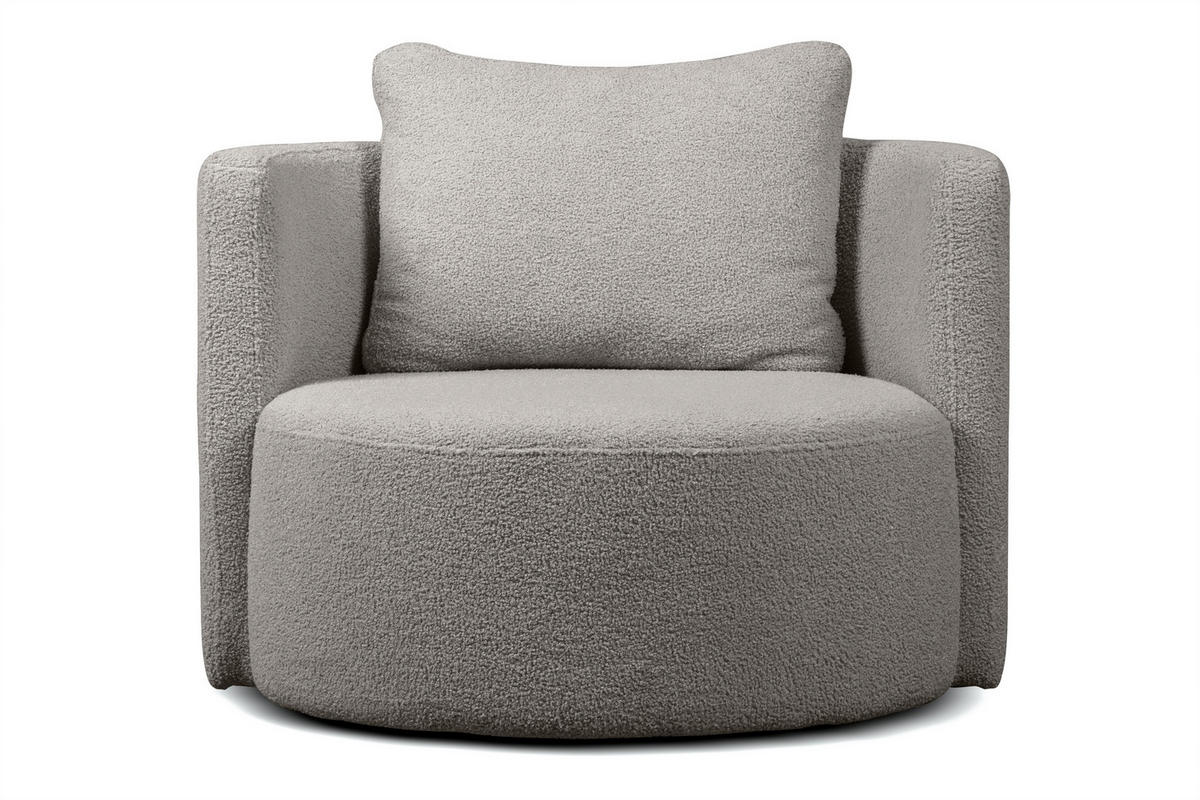 DREHSESSEL-SET RAGGI inkl. Sitzhocker, Boucle, Hellgrau - Hellgrau, Textil (92/75/80cm) - KONSIMO®