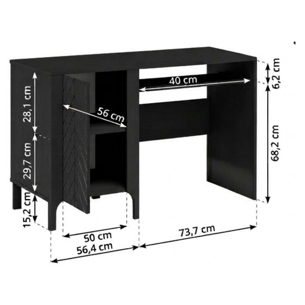SCHREIBTISCH Malumi MM-9 135 x 60 x 77,5 cm Schwarz Paintflow - Schwarz, Holzwerkstoff (60/135/77.5cm) - Koseto
