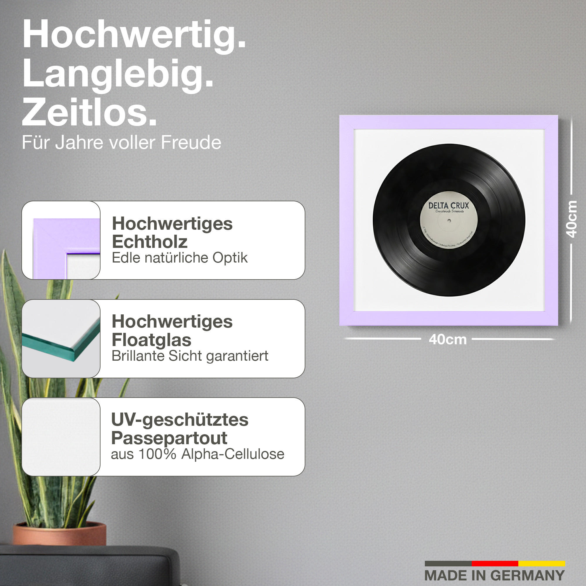 Thumbnail - K-Möbel Vinyl, Flieder, Holz, Rechteckig, 40x40 cm, Bilder und Zubehör, Bilderrahmen, Bilderrahmen Holz