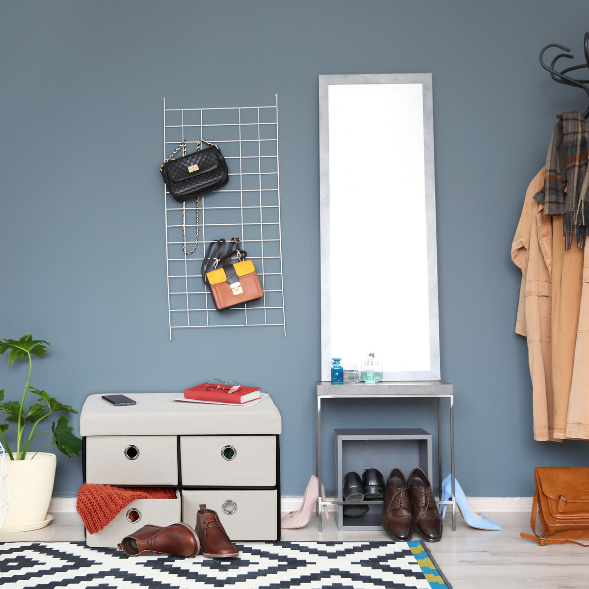 SEDAČKA - krémová, kompozitné drevo/textil (60/39/38cm) - Relaxdays