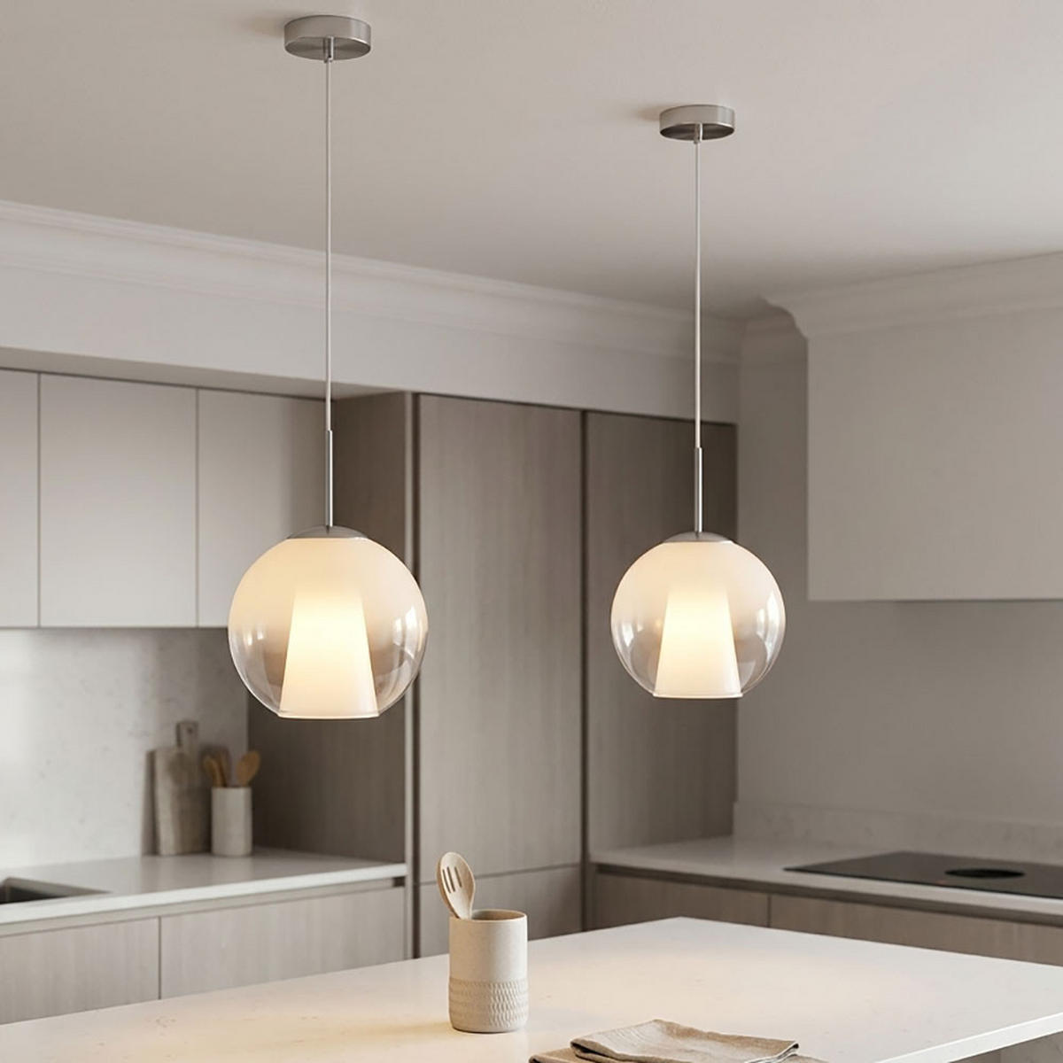 LED HÄNGELEUCHTE BARRY METALL GLAS KLAR - Klar, Glas (25/25/120cm) - Globo Lighting