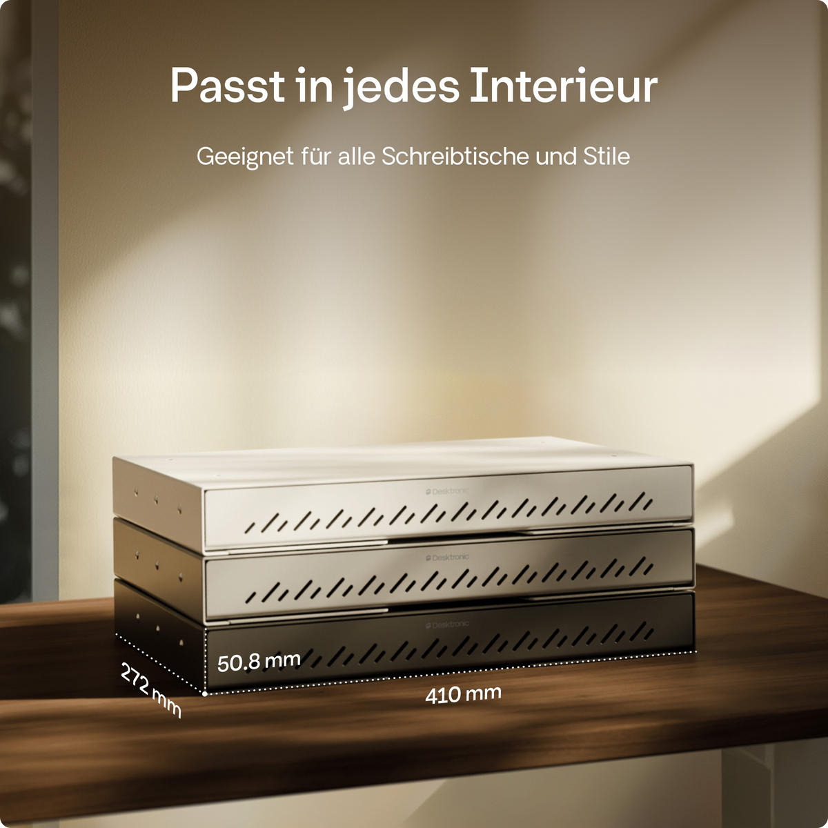 SCHUBLADEN-ORGANIZER unter dem Schreibtisch, 41x27x5cm Grau - Grau, Metall (41/27/5cm) - Desktronic