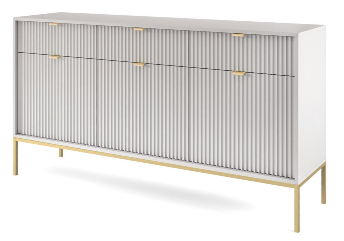 SIDEBOARD Vellore Grau mit goldenen Metallbeinen 154 cm - Goldfarben/Grau, Holzwerkstoff/Metall (154/83/39cm) - Selsey