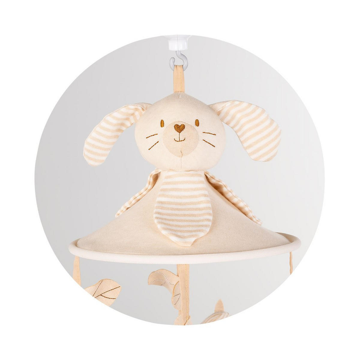 MUSIKMOBILE Rabbit & Friends beige 360° drehbar, Baumwolle, Melodien, Lautstärke, ab Geburt, Klemme - Beige, Kunststoff (38/61/22cm) - Chipolino