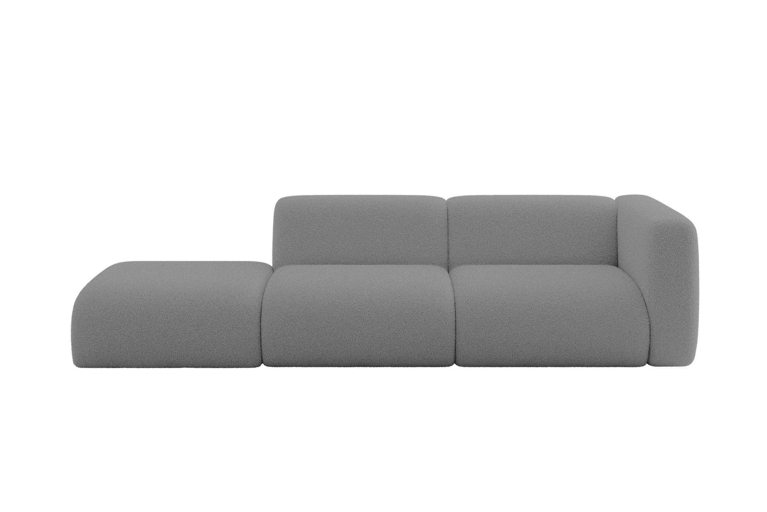ALTDECOR POHOVKA S PRAVOU OTOMANOU MIRA-S3 296x89x70 Šedá Bouclé