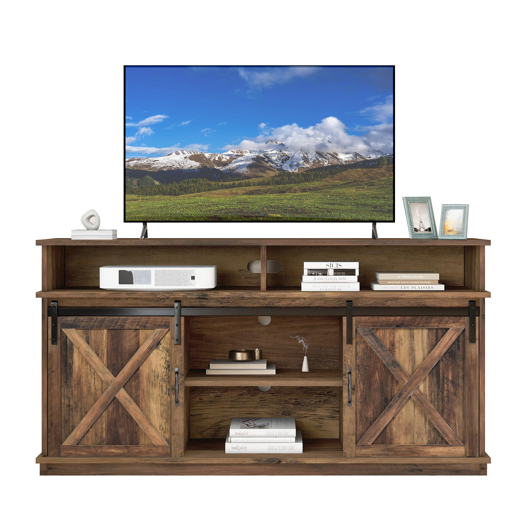 TV-SCHRANK in Braun mit Schiebetüren und verstellbaren Regalen 148/40/78 cm - Braun, Holzwerkstoff (148/78/40cm) - Redom