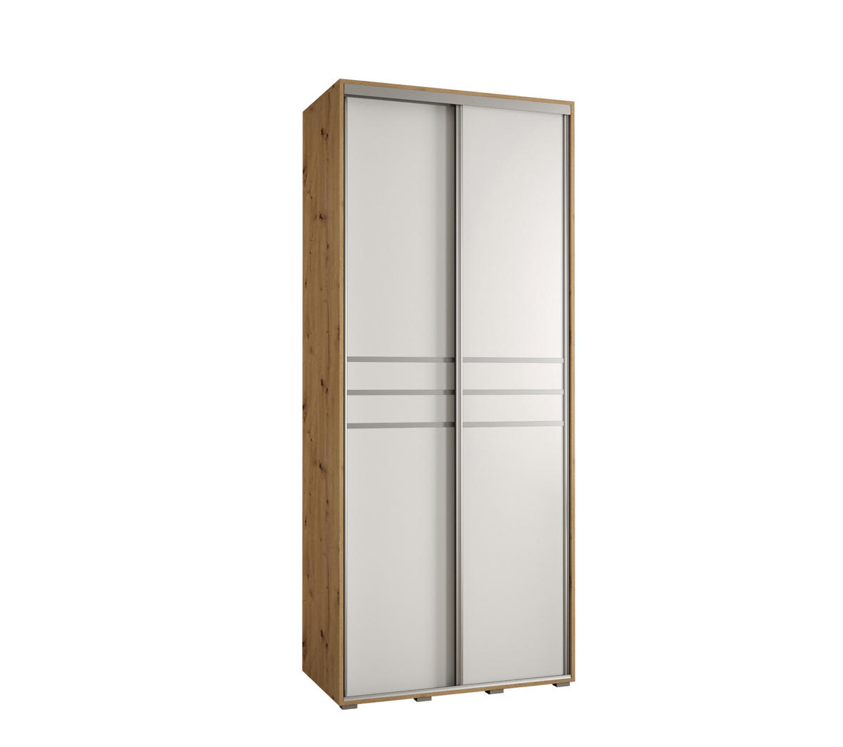 SCHWEBETÜRENSCHRANK 235,2/100/45 2-türig - Silberfarben/Weiß, Holz/Metall (100/235/45cm) - Abiks Möbel