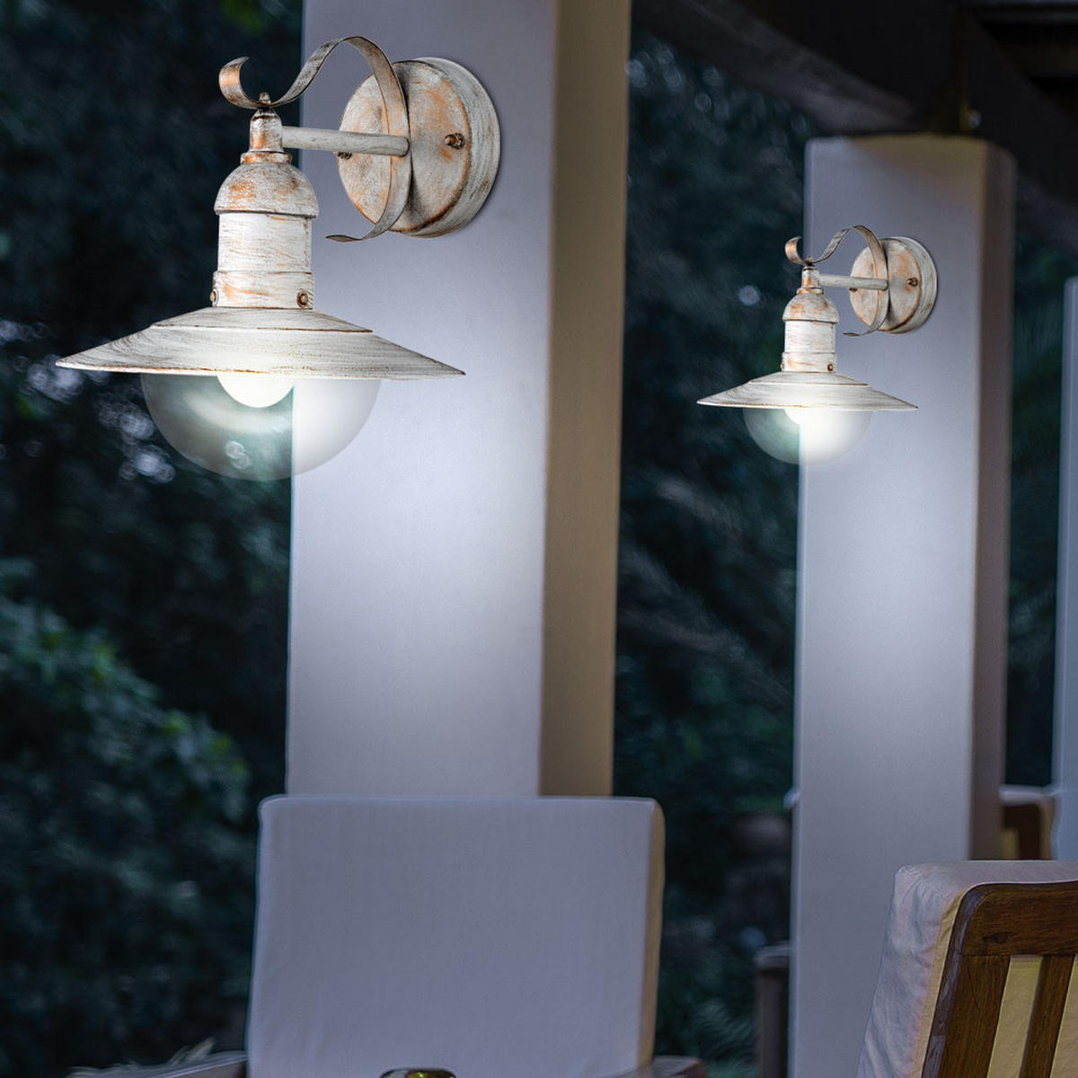 WANDLEUCHTE Landhausstil Weiß Gold - Weiß, Metall (27.2/24/25.6cm)