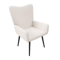 OHRENSESSEL Odense Bouclé Grau - Beige, Textil (68/95/73cm) - Juskys