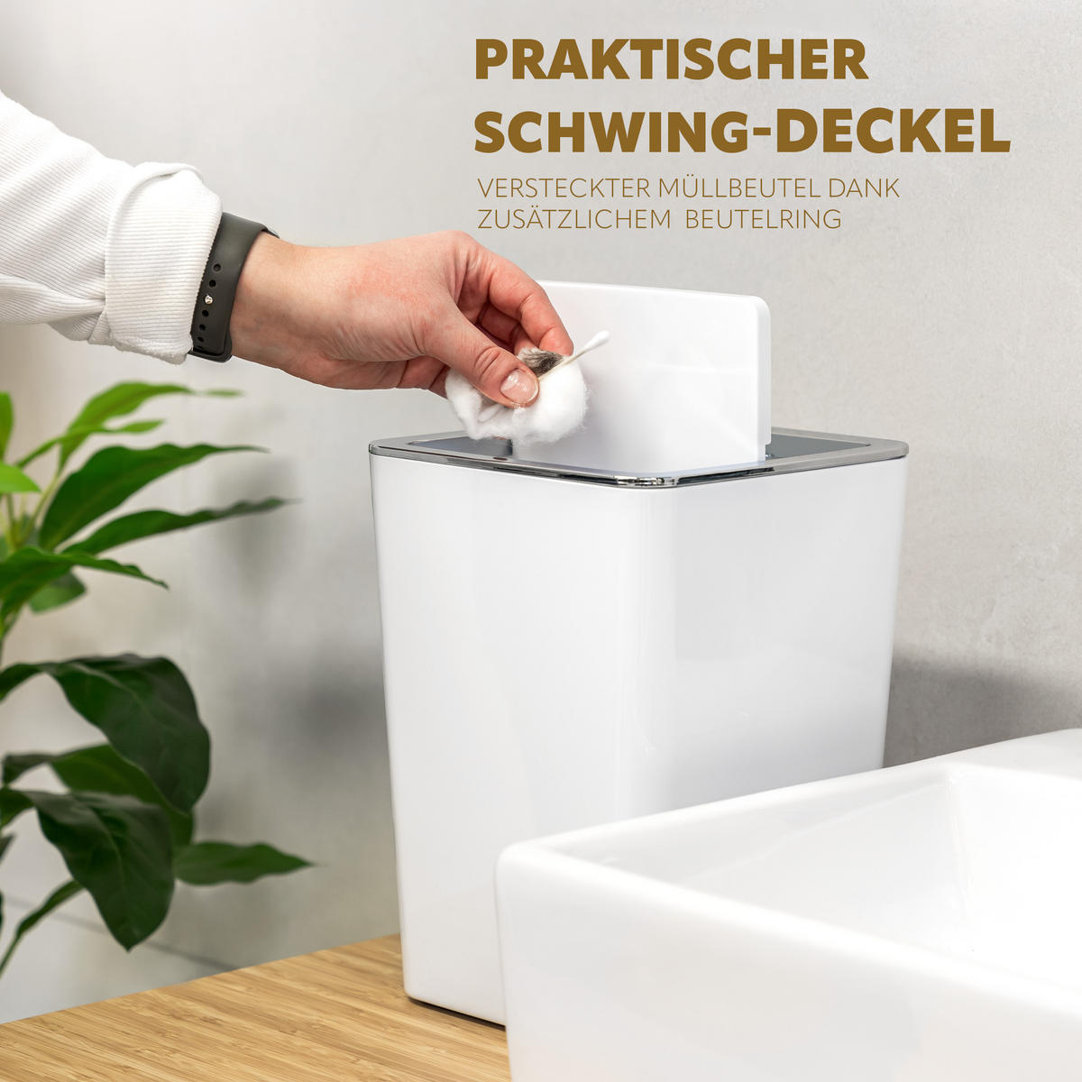 KOSMETIKEIMER SAVONA 6 Liter, weiß, Kunststoff - Weiß, Kunststoff (18/24.5/18cm) - bremermann