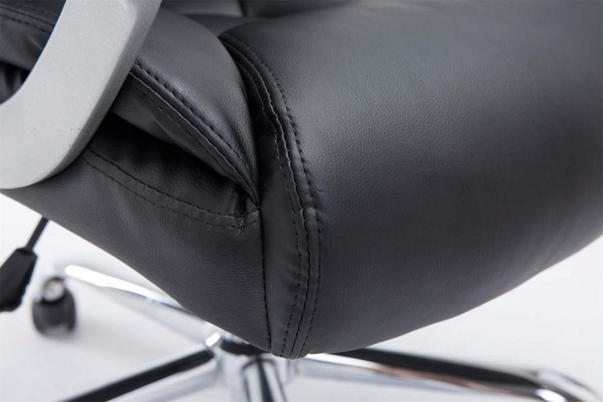 CHEFSESSEL Lederlook schwarz - Chromfarben/Schwarz, Textil/Metall (66/112/68cm) - CLP