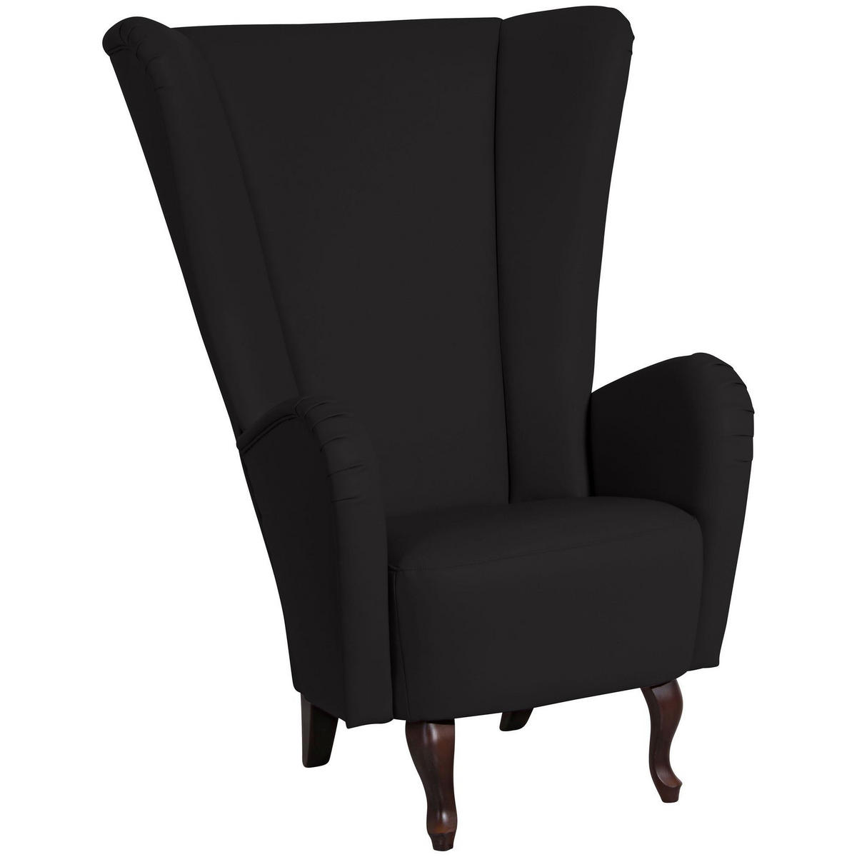 HOCHLEHNSESSEL Kailey Bezug Kunstleder Buche nussbaum dunkel / schwarz - Schwarz, Kunststoff (96/122/89cm) - 58aufmkessel