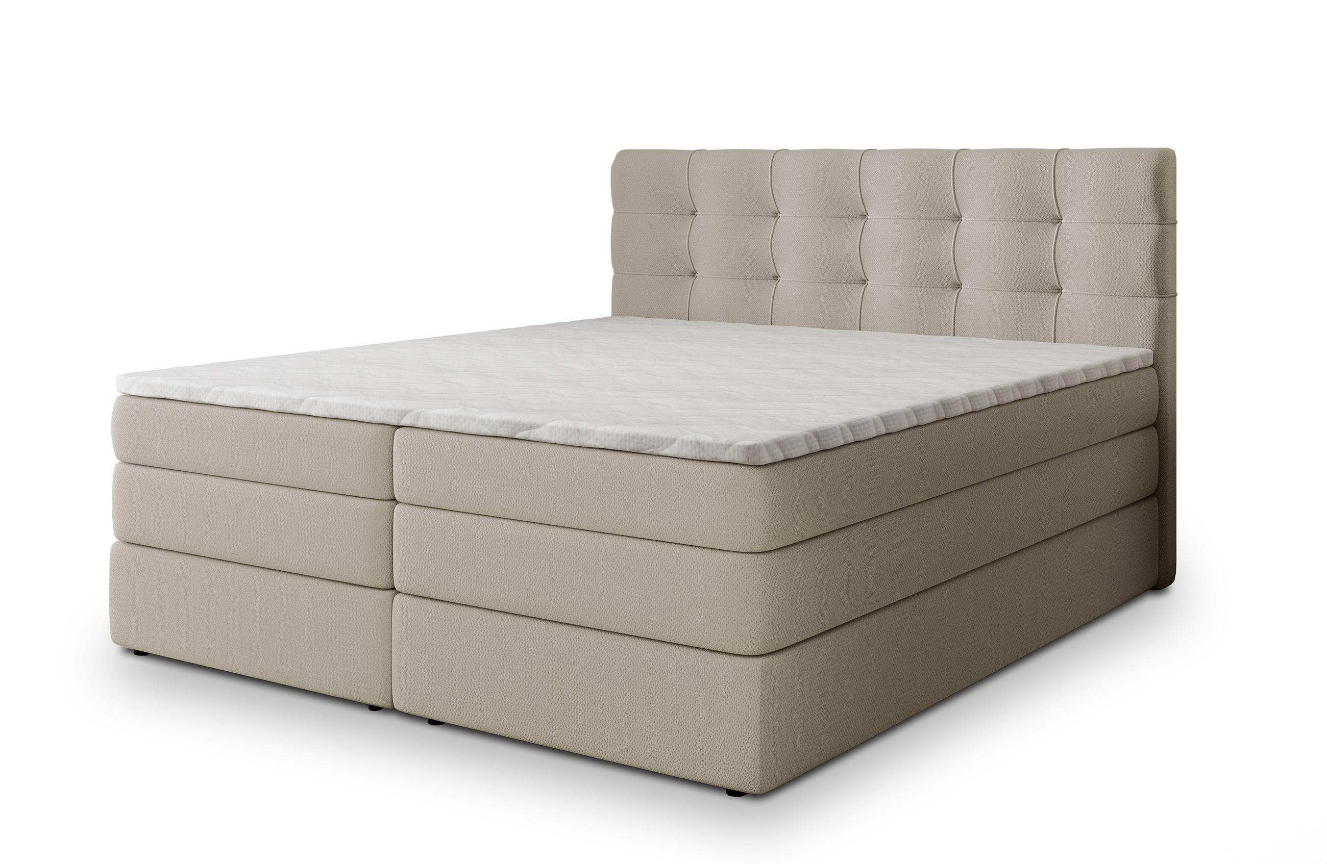 POSTEL BOXSPRING AREZI 180x200 cm, s matrací a úložným prostorem, béžová - béžová, kompozitní dřevo/textil (180/200cm) - MASSENO