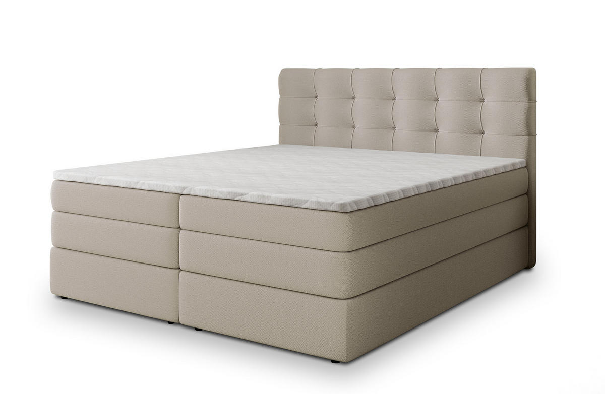 POSTEL BOXSPRING AREZI 180x200 cm, s matrací a úložným prostorem, béžová - béžová, kompozitní dřevo/textil (180/200cm) - MASSENO