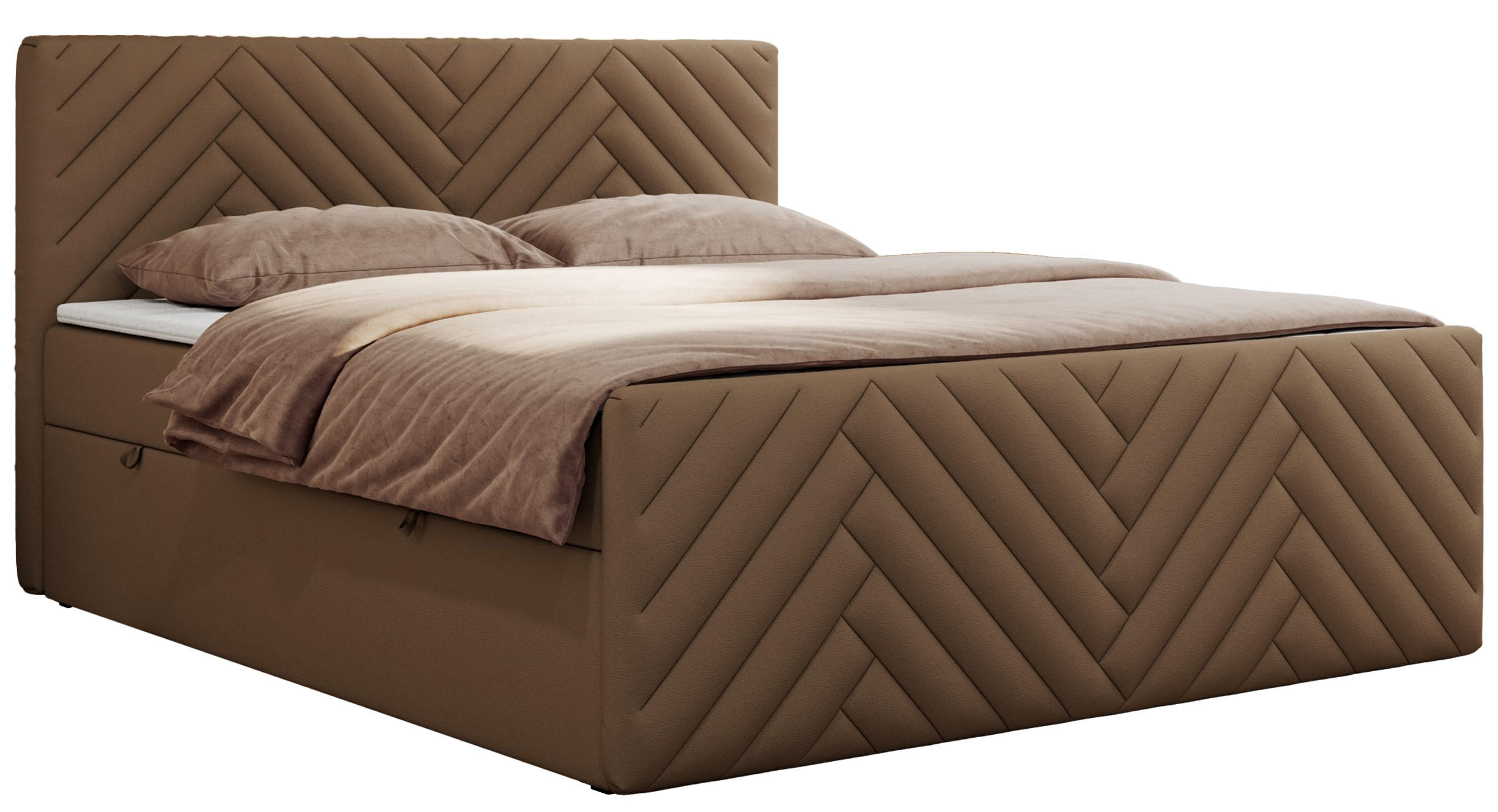 BOXBETT PARIS DUO 120/200 - Braun Kunstleder - H3 - Braun, Holz/Textil (120/200cm) - MKS