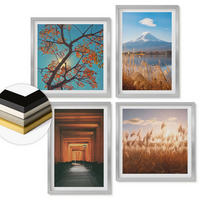 WANDBILDER 4er Set - 50x50 cm & 40x60 cm Silberner Rahmen - Japanische Naturlandschaften - Silberfarben, Kunststoff (50/50cm) - ArtPrintCave