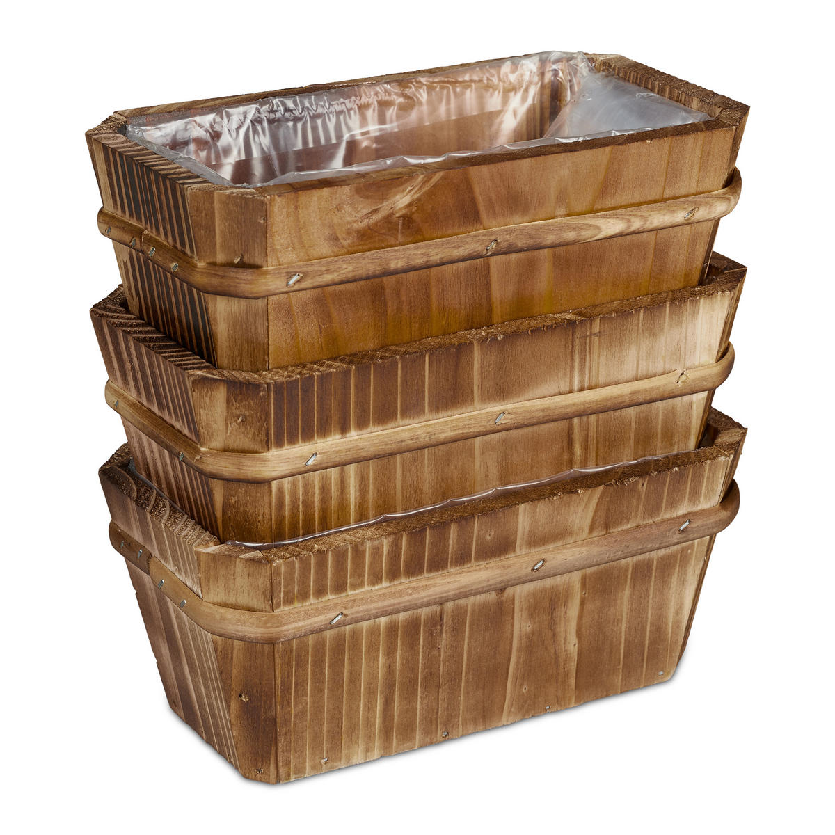 BLUMENKASTEN - Braun, Holz (19.5/8.5/11cm) - Relaxdays