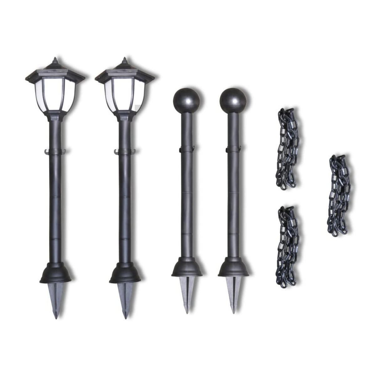 SOLARLEUCHTE 2-TLG. Led Lampe Aussenlampe Gartenleuchte Laterne - Schwarz, Kunststoff (16.5/14.5/125cm) - vidaXL