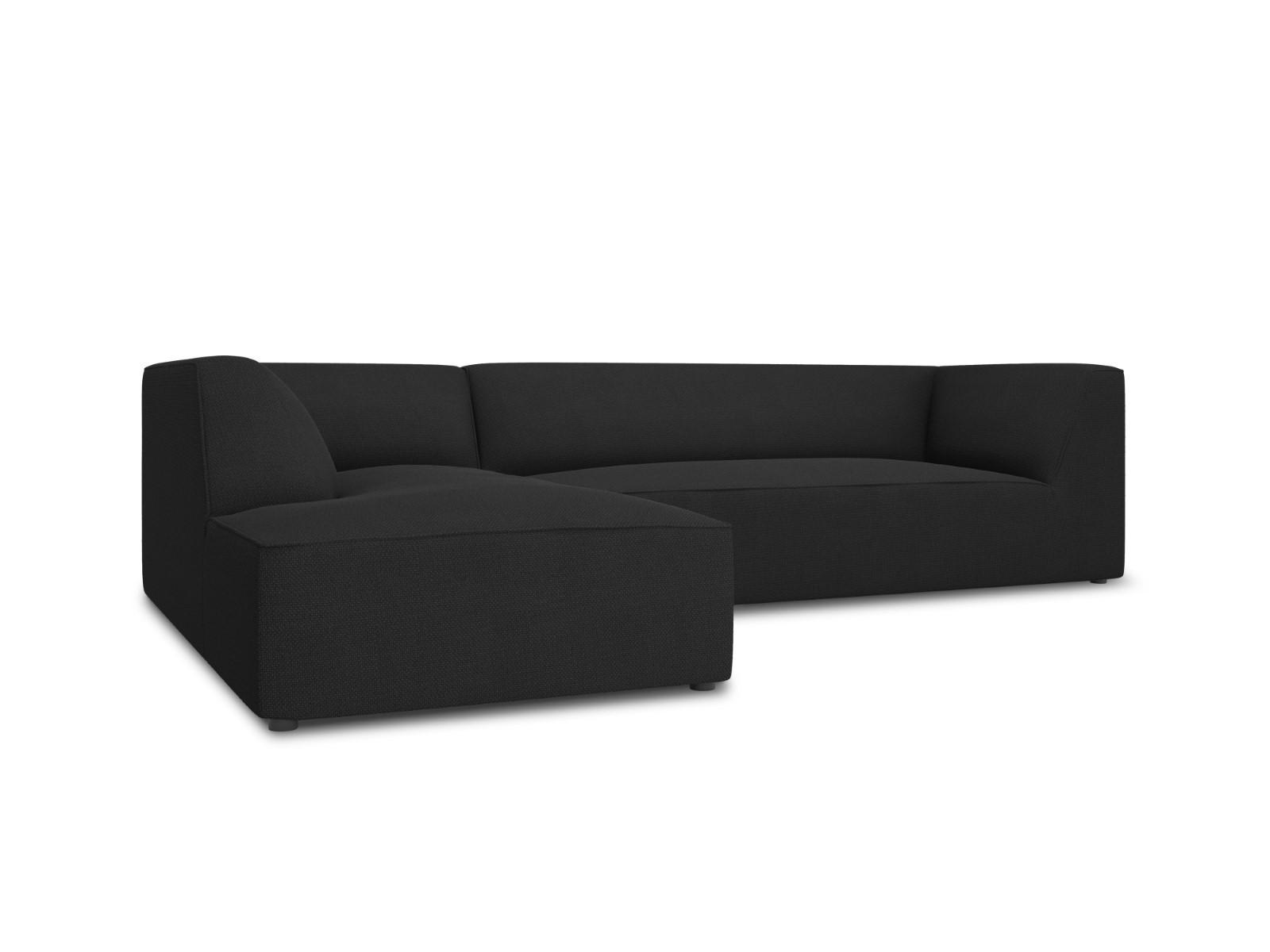 ECKSOFA links Ruby aus strukturiertem Stoff schwarz 4 Sitzplätze - Schwarz, Textil (180/273cm) - Micadoni