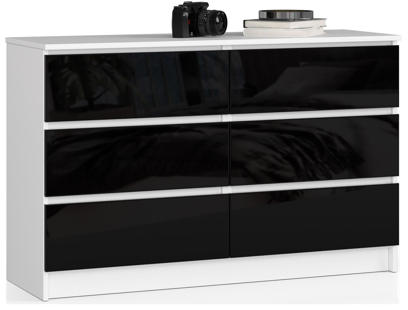 KOMMODE Weiß, Schwarz Glanz 77/120/40 - Weiß, Holzwerkstoff (120/77/40cm) - RAUMHIRSCH FURNITURE